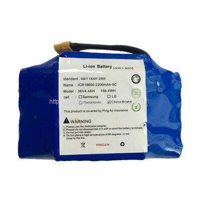 36V 4.4Ah 10S2P Li-Ion Battery Pack with CE FCC IEC62133 for Electric Hoverboard Self Balance Smart Scooter