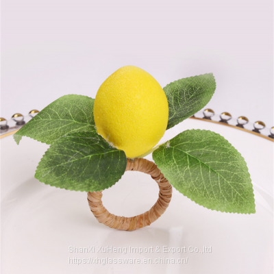 New Artificial Lemon Fruit Napkin Ring for Wedding Decor Party Dinning Table Cloth Decoration