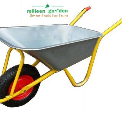 Single Wheel 6cbf Construction Trolley Wheel Barrow Metal Handle Metal Tub