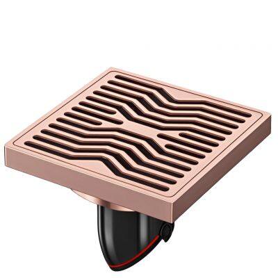 Modern 4-Inch Large Displacement Anti-Backwater Anti-Blocking Brushed Copper Floor Drain Anti-Blockage Bathroom Shower Kitchen