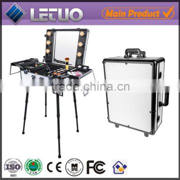 large professional studio makeup train case with lighted mirror dancer lighting mirror actress makeup station