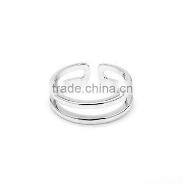 Fahsion Minimalist 2 Layered Rose Gold Rhodium Plated Cuff Wrap Band Rings photo-2