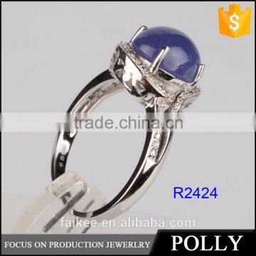 Blue Gems 925 Sterling Silver Cubic Zircon Silver Ring Design Wholesale Wedding Ring