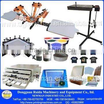 Manual Desk Top 4 Color 2 Station DIY Screen Printing Machine and Full Screenprinting Supplies