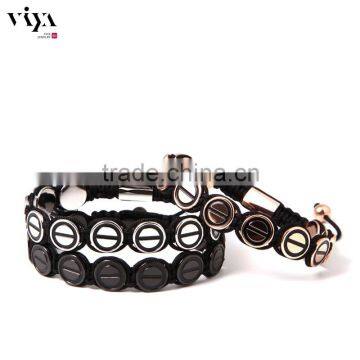 ROUND beads handmade knotted bracelet with black nylon rope charming jewelry women lady items in stock