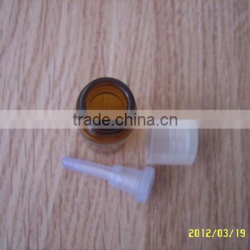 High Quality Amber 2 ml (5/8 Dram) Glass Bottles, with Orifice Reducer and Black Cap