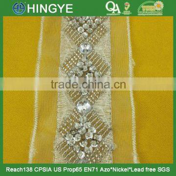 High Quality Fashion Beaded Sequin Trims With Acrylic Stone for Clothing M100 photo-3