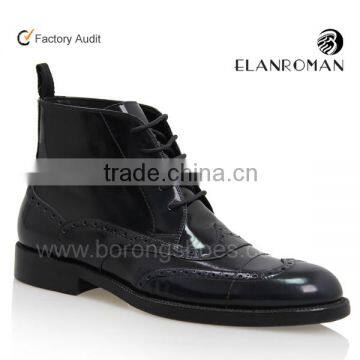 2015 Top grade men leather boot rubber sole