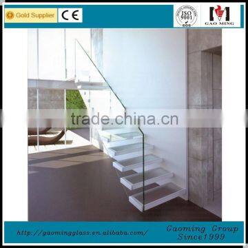 Gold supplier in Alibaba for 11 years staircase railing tempered glass with many designs/Low price/high quality GM-C299