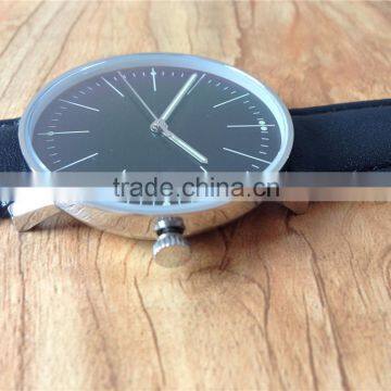 Germany Design 316L Stainless Steel Case Genuine Leather Strap Curved Sapphire Glass Minimalist Watch photo-2