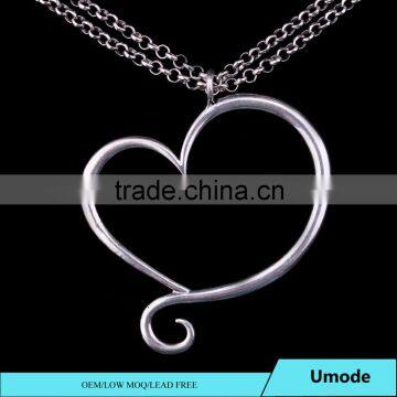 Fashion Women Jewelry White Gold Plated Promotional Heart Pendant Necklace for Dear Mom