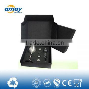 2016 Modern Style Fashion Coloured Gift Box Wine Set With Gift Box , Champagne Cup , Ice Stones , Ice Tong photo-3
