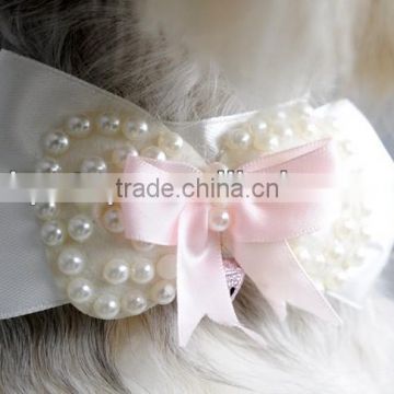 Handmade Pearl Pet Dog Scarf Bow