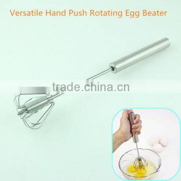 Versatile Stainless Steel Hand Push Rotating Egg Beater