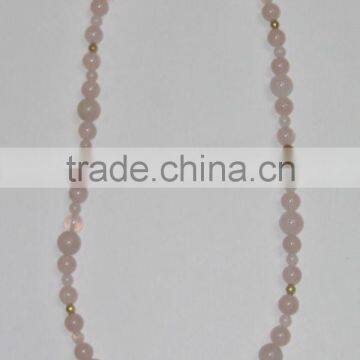 Wholesale necklace gemstone rose quartz round beads necklace jewelry