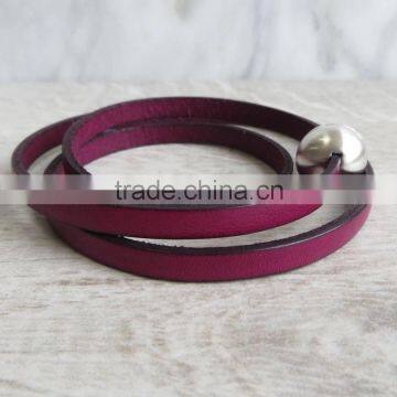 Beautiful Leather Bracelet High Quality Wholesale Stainless Steel Clasp Bracelet Women Bangle