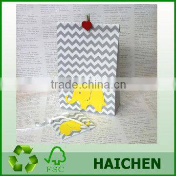 Yellow Elephant Chevron Gift Bag