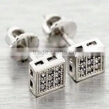 white gold micropaved cz stud earrings