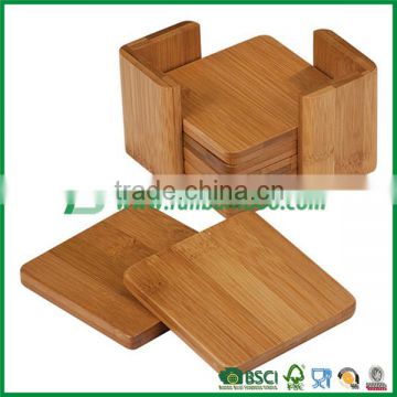 Bamboo 7-pieces coaster set with casing and holder cup mat