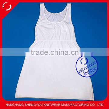 custom wholesale 100% cotton slub fabric tank top women with pocket