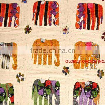 Indian Handmade Quilt Queen Kantha Bedspread Cotton Blanket Razai Jaipur