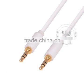 Step Down Design White Metal Shell 3.5mm Male To Male Stereo Audio Car Aux Cable