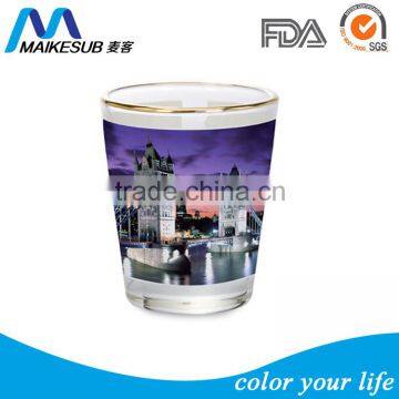 Sublimation blank 1.5oz glass cup with gold rim