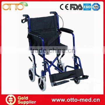 Aluminum transport lightweight folding manual wheelchair