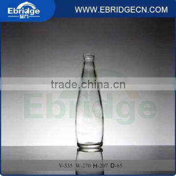 clear glass juice bottle with aluminium caps,335ml glass water bottle