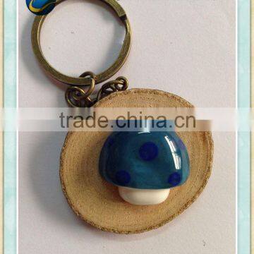 cheap good quality round wood keychain