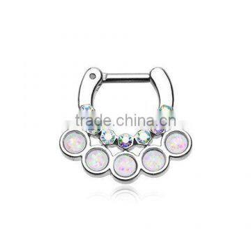 Opal Aurora Septum Clicker Septum Ring