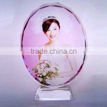 Wholesale souvenirs crystal glass award with customized photo for wedding favors gift photo frame