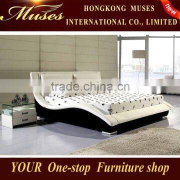 2014 new Bedroom furniture indonesia,futon,white modern leather bed for Christmas promotion