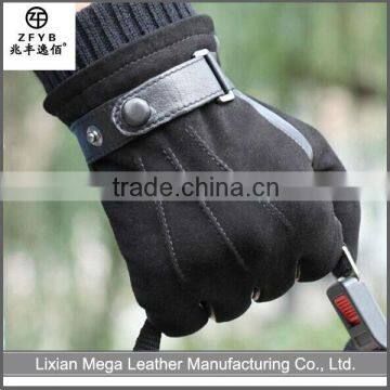 China Supplier High Quality Long Black Driving Leather Glove