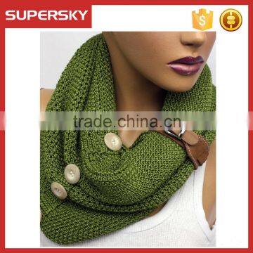 A-39 leather button crochet scarves crochet button scarf with leather knitted button scarf