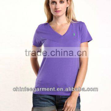 Ladies Cheap V Neck Blank Short Sleeves T Shirts