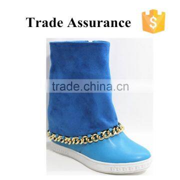 Half PU half suede chains women short boots