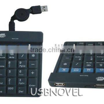 USB numeric keyboard with 2pcs HUB