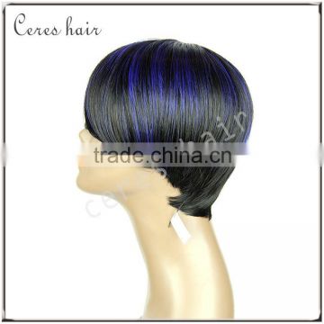 short synthetic hair wig for black women blue color