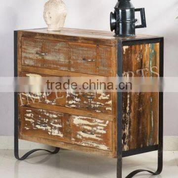 INDUSTRIAL FURNITURE IRON WOOD DRAWER CHEST