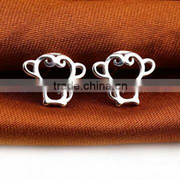 925 Sterling Silver Cute Monkey Stud Fine Jewelry Earrings Chinese New Year Gift