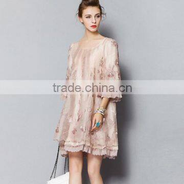 Women Embroidered Dress With Printing Loose Style photo-3