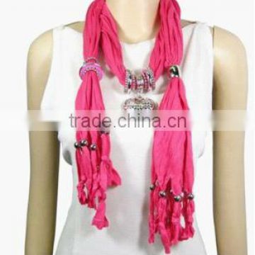 Metal Heart Pendant Jewelry Scarf Long Necklace