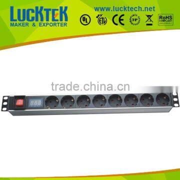 19" 1U 8 ways Schuko Rack mount PDU