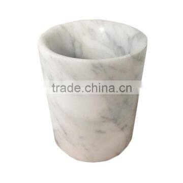 Decoration house marble candle holder Polished Italy Volakas White marble candle jar