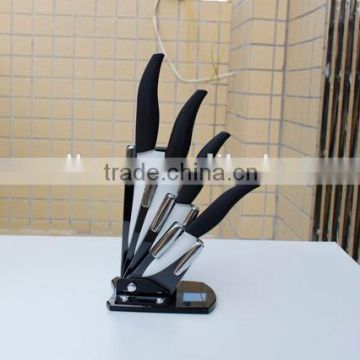 4pcs set of Ceramic Fruit Knife, Paring Knife, Utility Knife and Chef Knife with Acrylic Stand