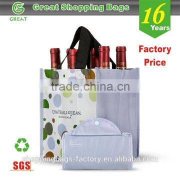 Foldable Non Woven Polypropylene CMYK Laminated Wine Bottle Bag,6 Bottle Wine Bag