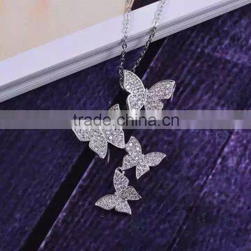 Women fine jewelry Butterfly chains CZ Necklace