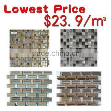 glass mix aluminum mosaic tiles 8mm of promotion