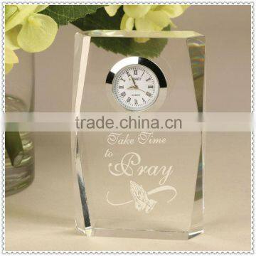 3D Laser Crystal Beveled Clock Block For Holiday Souvenir